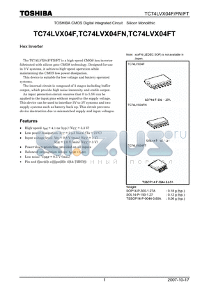 TC74LVX04FT datasheet - Hex Inverter