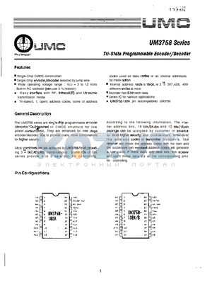 UM3758-084AM datasheet - TRi-STATE ProgrammaBle Encoder/Decoder