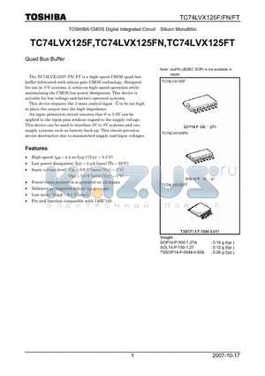 TC74LVX125FT datasheet - Quad Bus Buffer