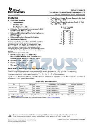 SN74LVC08AQDREP datasheet - QUADRUPLE 2-INPUT POSITIVE-AND GATE