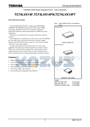 TC74LVX14F datasheet - Hex Schmitt Inverter
