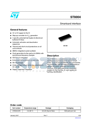 ST8004CDR datasheet - Smartcard interface