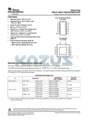 SN74LVC10ADBLE datasheet - TRIPLE 3-INPUT POSITIVE-NAND GATE