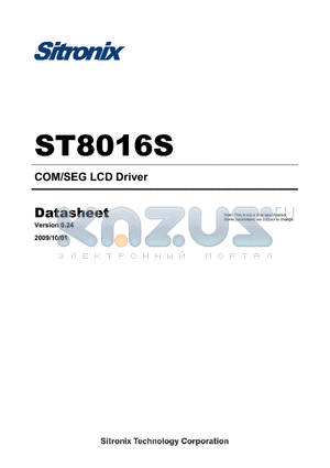 ST8016S datasheet - COM/SEG LCD Driver