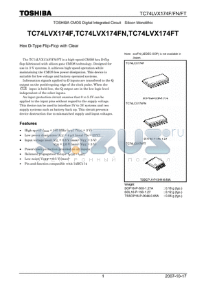 TC74LVX174FN datasheet - Hex D-Type Flip-Flop with Clear