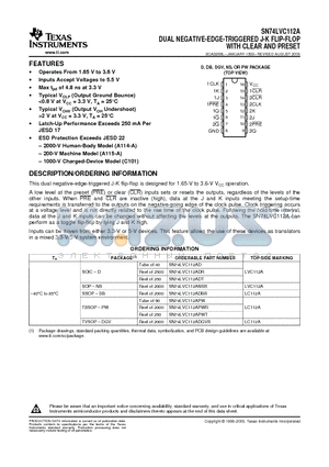 SN74LVC112ADE4 datasheet - DUAL NEGATIVE-EDGE-TRIGGERED J-K FLIP-FLOP WITH CLEAR AND PRESET