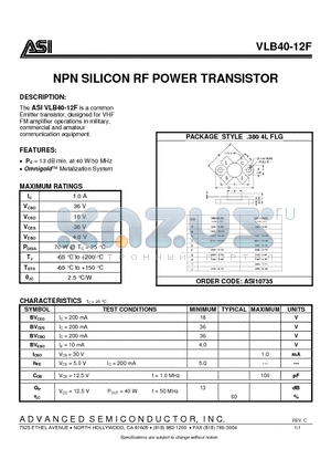 VLB40-12F_07 datasheet - NPN SILICON RF POWER TRANSISTOR