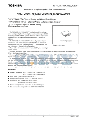 TC74LVX4053FT datasheet - TOSHIBA CMOS Digital Integrated Circuit Silicon Monolithic