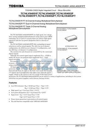 TC74LVX4053FT datasheet - Multiplexer/Demultiplexer