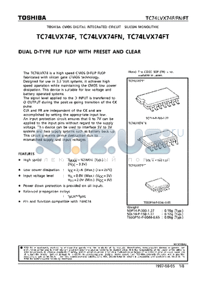 TC74LVX74FN datasheet - DUAL D-TYPE FLIP FLOP WITH PRESET AND CLEAR