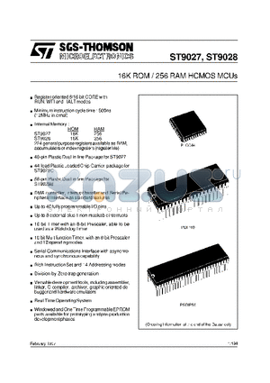 ST9027 datasheet - 16K PROM / 256 RAM HCMOS MCUS