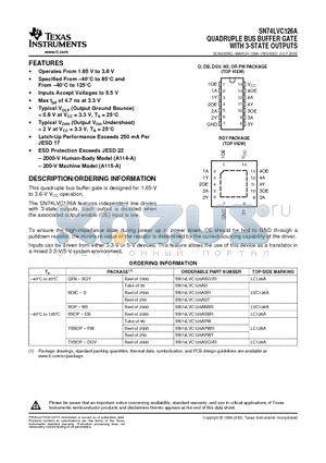 SN74LVC126AD datasheet - QUADRPLE BUS BUFFER GATE WITH 3-STATE OUTPUTS