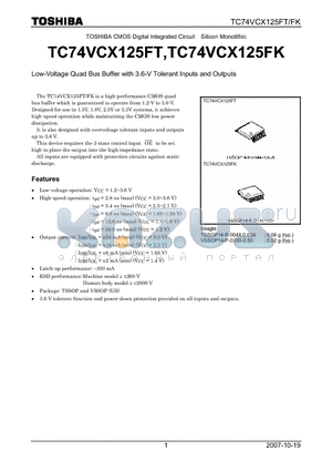 TC74VCX125FK datasheet - Low-Voltage Quad Bus Buffer with 3.6-V Tolerant Inputs and Outputs