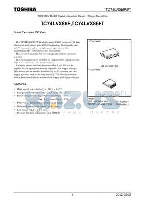 TC74LVX86FT_12 datasheet - Quad Exclusive OR Gate