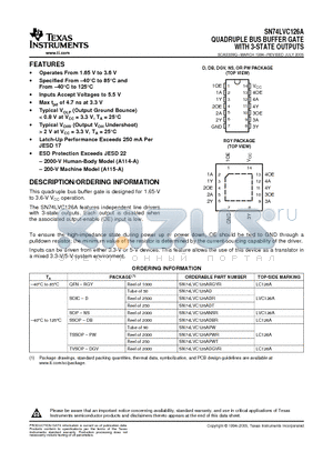 SN74LVC126ADRE4 datasheet - QUADRUPLE BUS BUFFER GATE WITH 3-STATE OUTPUTS