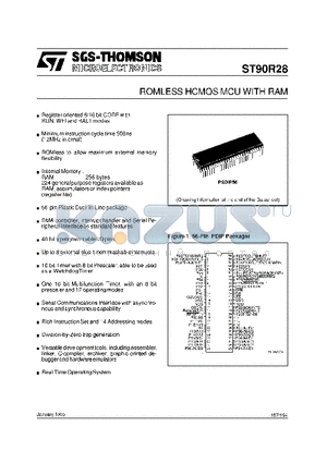 ST90R28B1 datasheet - ROMLESS HCMOS MCU WITH RAM