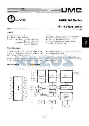 UM6104-1 datasheet - 1K X 4 CMOS SRAM