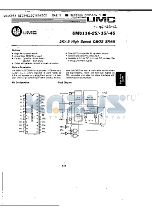 UM6116-25 datasheet - 2K x 8 High Speed CMOS SRAM