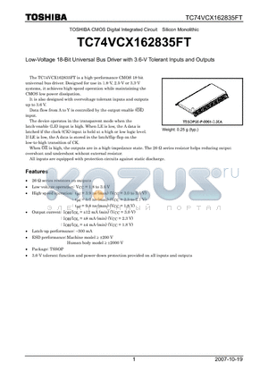 TC74VCX162835FT_07 datasheet - Low-Voltage 18-Bit Universal Bus Driver with 3.6-V Tolerant Inputs and Outputs