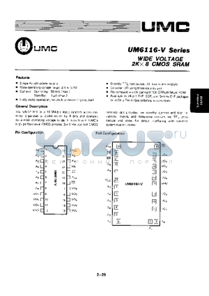 UM6116K-V datasheet - WIDE VOLTAGE 2K x 8 CMOS SRAM