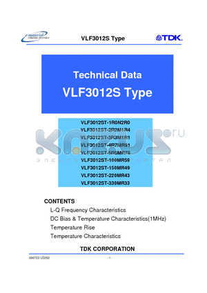 VLF3010ST-100MR53 datasheet - L-Q Frequency Characteristics, DC Bias & Temperature Characteristics(1MHz), Temperature Rise