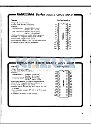 UM621024 datasheet - 128K x 8 CMOS SRAM