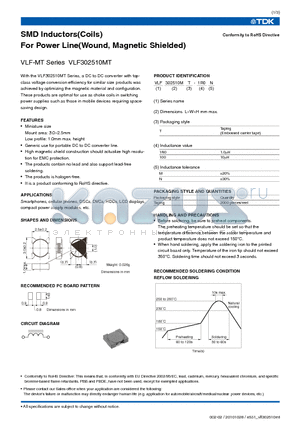 VLF302510MT-3R3M datasheet - SMD Inductors