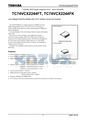 TC74VCX2244FT_07 datasheet - Low-Voltage Octal Bus Buffer with 3.6-V Tolerant Inputs and Outputs