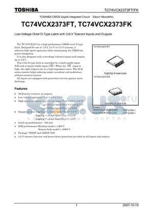 TC74VCX2373FK datasheet - Low-Voltage Octal D-Type Latch with 3.6-V Tolerant Inputs and Outputs