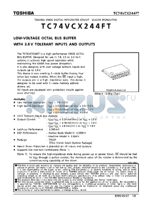 TC74VCX244FT datasheet - LOW VOLTAGE OCTAL BUS BUFFER WITH 3.6V TOLERANT INPUTS AND OUTPUTS