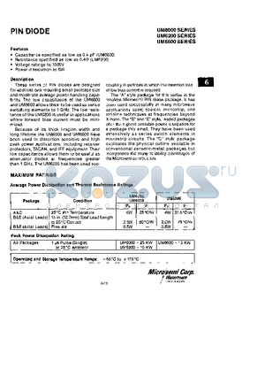 UM6602 datasheet - PIN DIODE