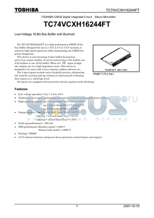 TC74VCXH16244FT datasheet - Low-Voltage 16-Bit Bus Buffer with Bushold