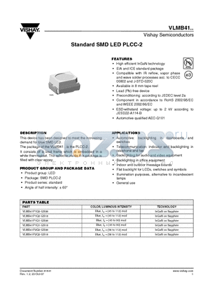 VLMB41P2Q2-GS18 datasheet - Standard SMD LED PLCC-2