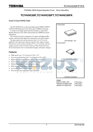 TC74VHC00FT_12 datasheet - Quad 2-Input NAND Gate