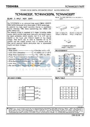 TC74VHC02FT datasheet - QUAD 2-INPUT NOR GATE