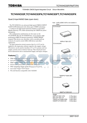 TC74VHC03FT datasheet - Quad 2-Input NAND Gate (open drain)