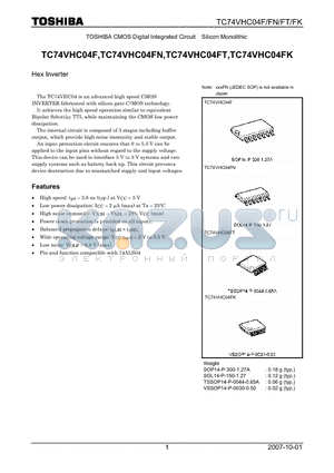 TC74VHC04F datasheet - Hex Inverter
