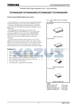 TC74VHC03FK datasheet - Quad 2-Input NAND Gate (open drain)