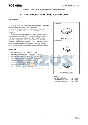 TC74VHC04FT_12 datasheet - Hex Inverter