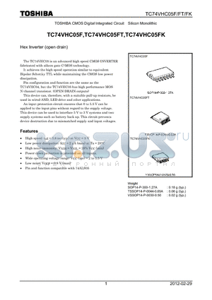 TC74VHC05FK_12 datasheet - Hex Inverter (open drain)
