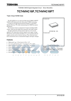 TC74VHC10F_12 datasheet - Triple 3-Input NAND Gate