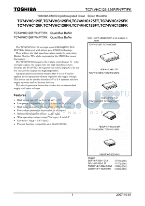 TC74VHC125FN datasheet - Quad Bus Buffer