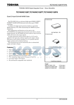 TC74VHC132FT_12 datasheet - Quad 2-Input Schmitt NAND Gate