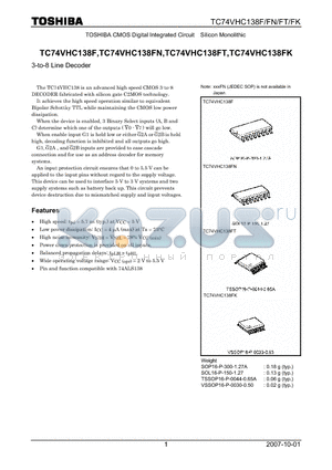 TC74VHC138FK datasheet - 3-to-8 Line Decoder