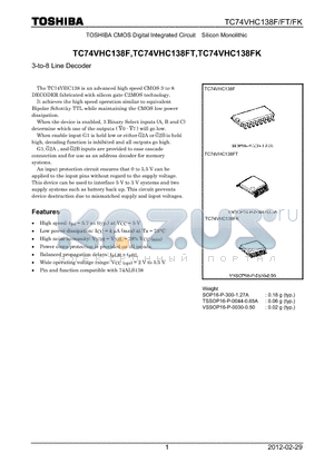 TC74VHC138FK_12 datasheet - 3-to-8 Line Decoder