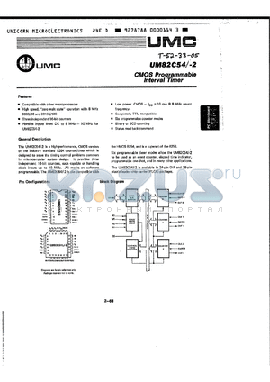 UM82C54L datasheet - CMOS PROGRAMMABLE INTERVAL TIMER