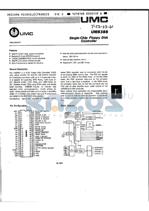 UM8388 datasheet - SINGLE-CHIP FLOPPY DISK CONTROLLER