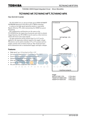 TC74VHC14FK_12 datasheet - Hex Schmitt Inverter