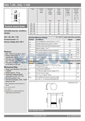 SGL1-20 datasheet - Schottky barrier rectifiers diodes