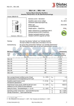 SGL1-30 datasheet - Surface Mount Schottky Rectifiers